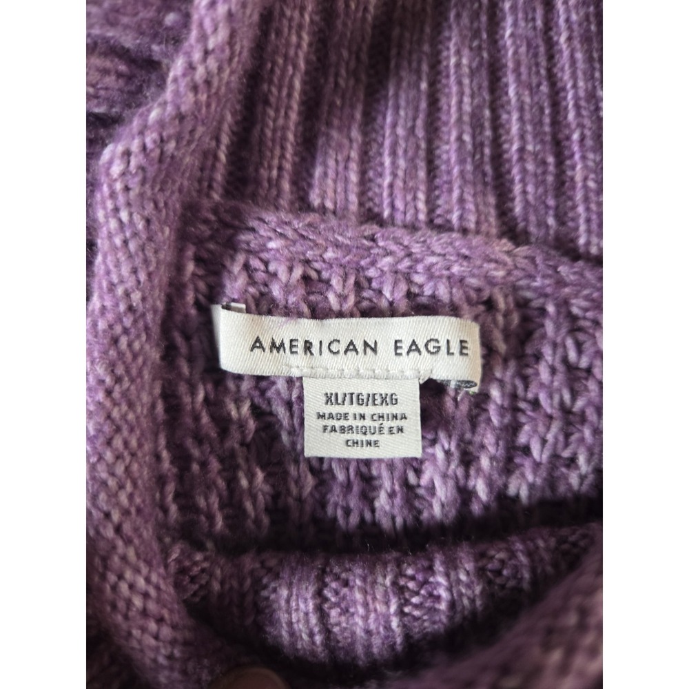 American Eagle Purple Mock Neck Relaxed Fit Chunky Knit  Sweater Size XL - Picture 4 of 7